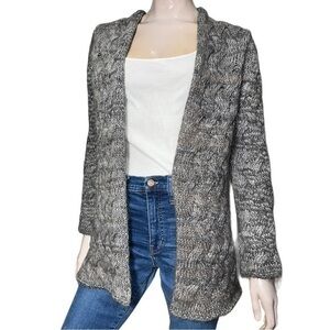 Gemelli Women’s Size S Gray Metallic Threading Open Cable Knit Sweater Cardigan
